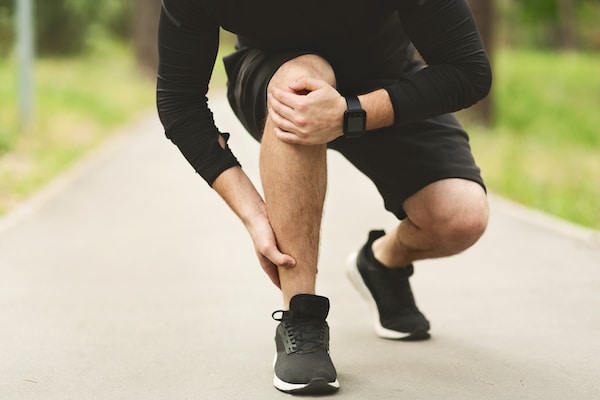 runner holding his knee due to ankle pain
